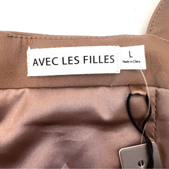 Avec Les Filles Anthropologie Tan Faux Leather Cutout Dress NWT B17/36 - Picture 7 of 14